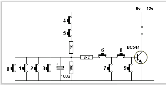 Code lock circuit şifreli röle on off