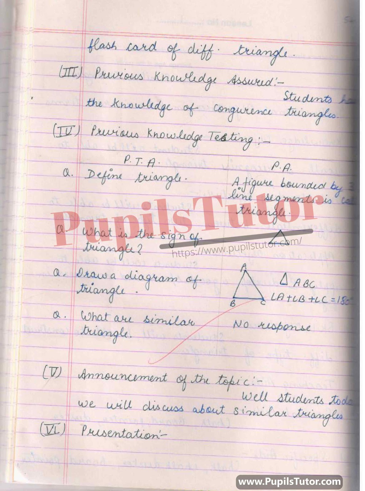 Discussion And Simulated Skill Similar Triangles Lesson Plan For B.Ed And D.el.ed In English Medium Free Download PDF And PPT (Power Point Presentation And Slides) – (Page And Image Number 2) – PupilsTutor