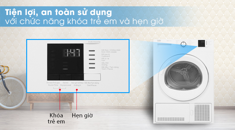 Chủ động, an toàn với tính năng khóa trẻ em và chế độ hẹn giờ