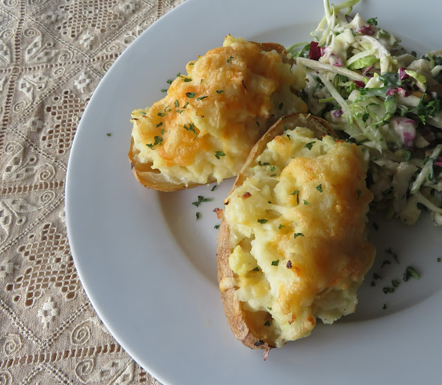 Twice Baked Cauliflower Cheese Potatoes