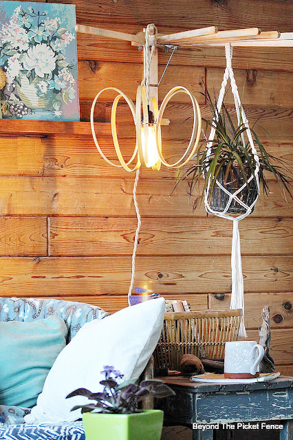 Cozy Sunroom and DIY Hanging Lamp