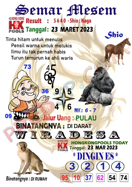 Syair Semar Mesem HK Hari Ini 23-Mar-2023