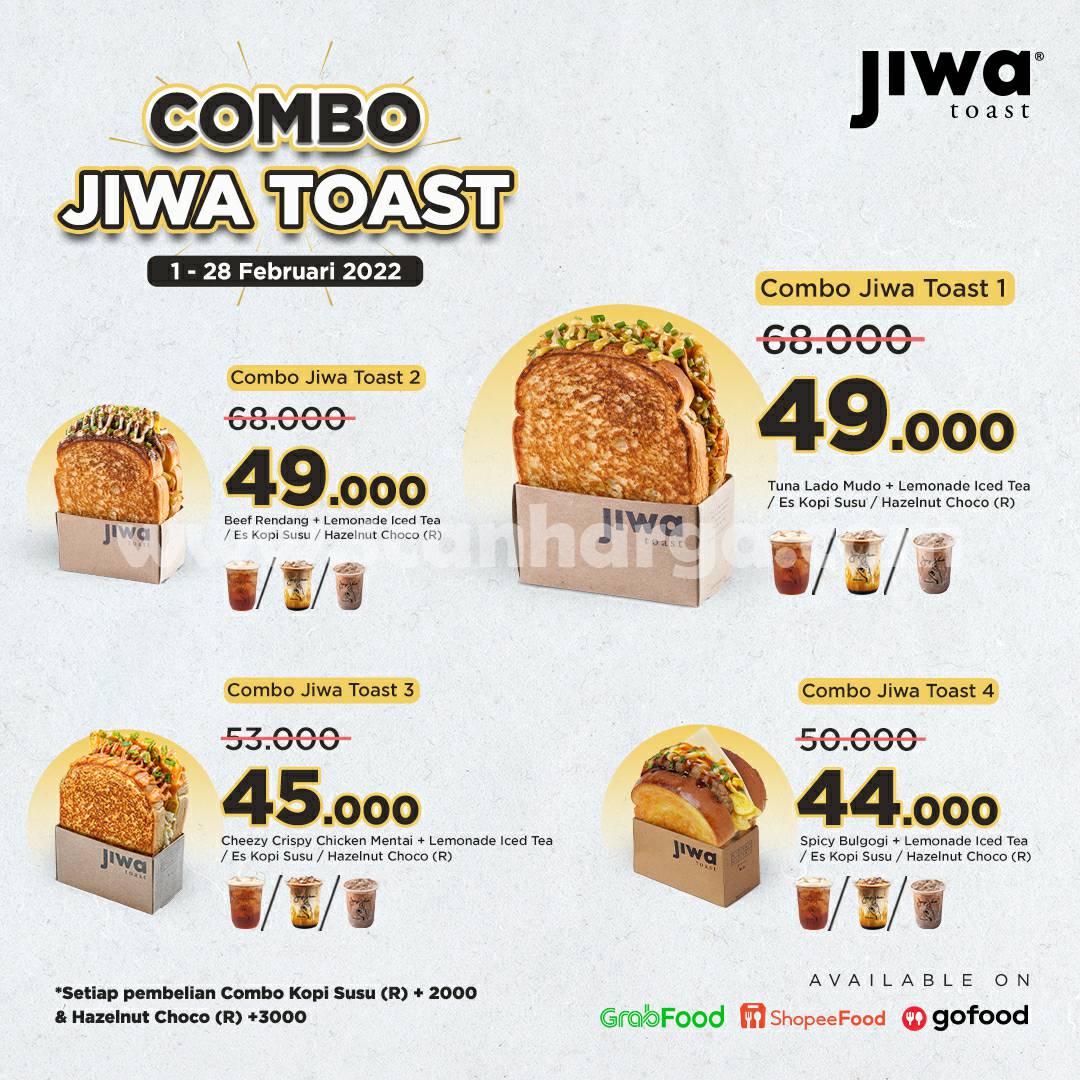 Promo COMBO JIWA TOAST – Harga mulai Rp 44rb