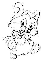 Raccoon goes to school coloring sheet