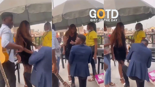 Lady Slaps her Boyfriend in Public after proposing to her