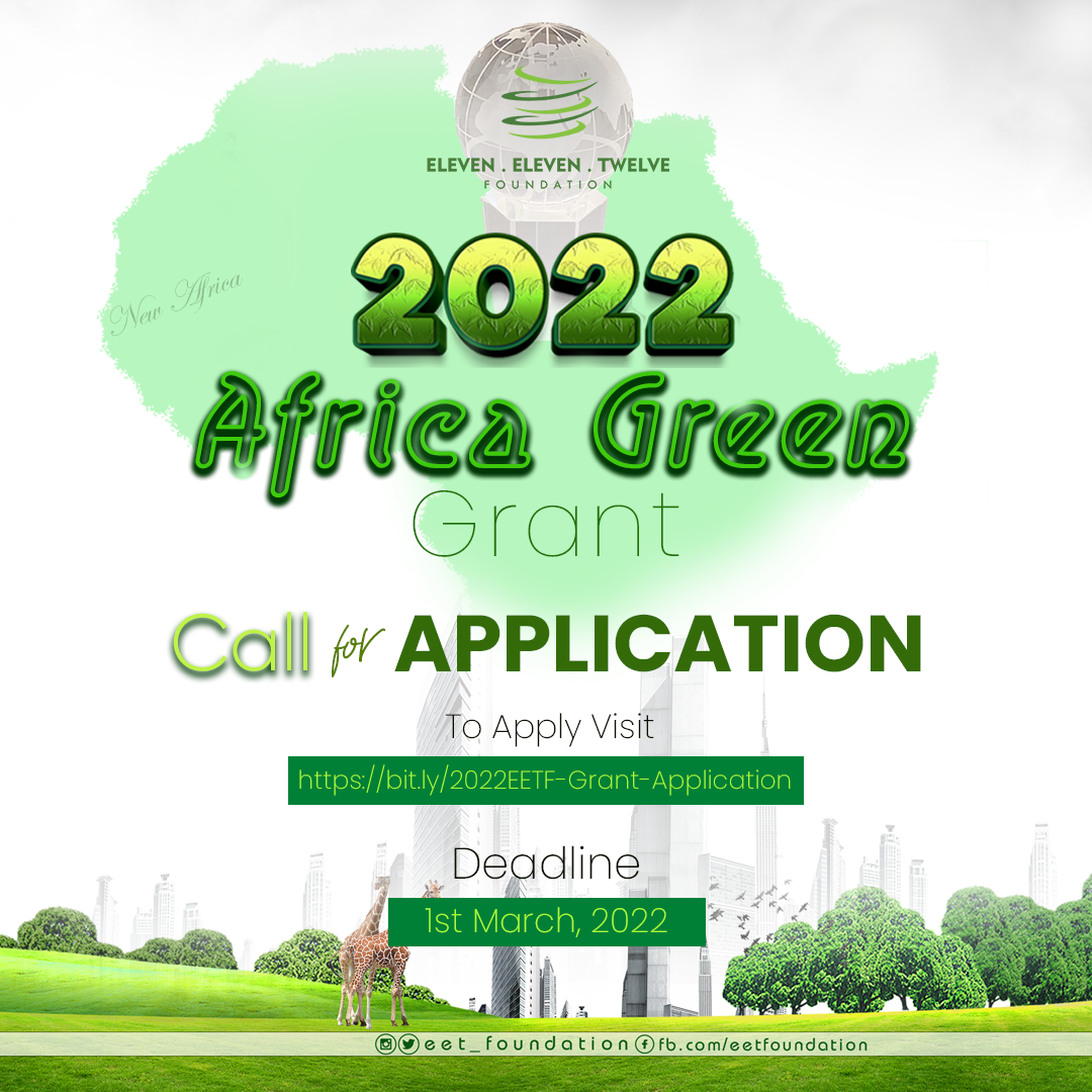 Application Just Open: Apply Africa Green Grant Application[Deadline: 1st March, 2022]