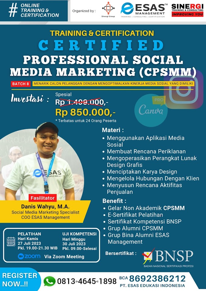 WA.0813-4645-1898 | Certified Professional Sosial Media Marketing (CPSMM),Sertifikasi BNSP RI Sosial Media Marketing 27 Juli 2023