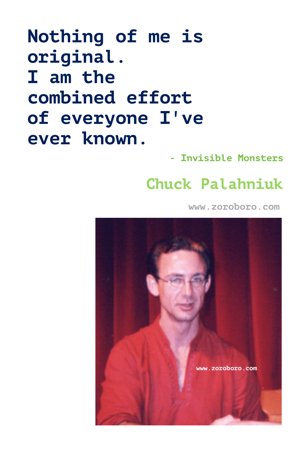 Chuck Palahniuk Quotes Part 1. Chuck Palahniuk Books Quotes. Chuck Palahniuk Fight Club, Invisible Monsters, Choke & Survivor (Palahniuk novel). Fight Club Quotes. Fight Club Book. Chuck Palahniuk Quotes.