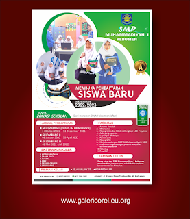 CONTOH DESAIN PAMFLET PPDB SEKOLAH TAHUN AJARAN 2022/2023 KEREN FORMAT CDR GRATIS