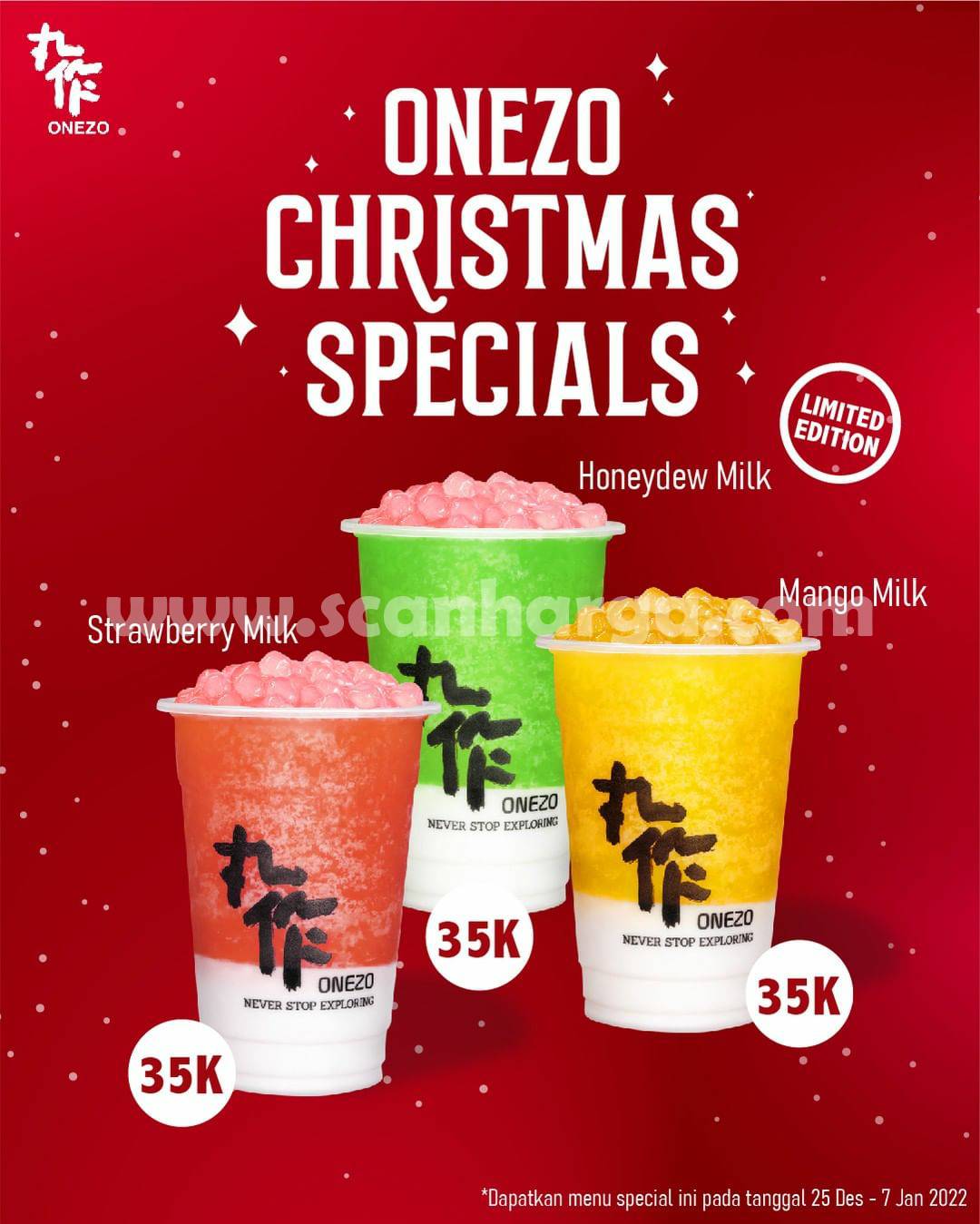 Promo OneZo Spesial Natal – Beli Minuman Pilihan Serba Rp.35.000