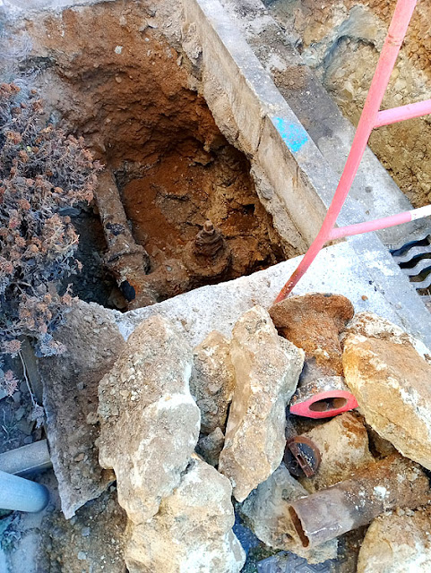 Water pipe replacement work, Indre et Loire, France. Photo by Loire Valley Time Travel.