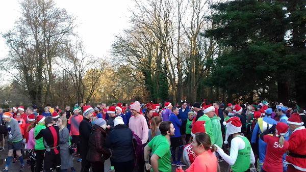 A crowd of people in fancy dress before the run starts