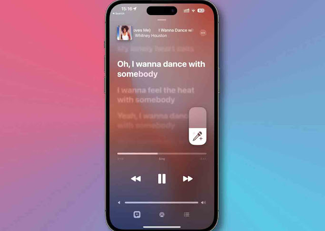 عرض ميزة Sing karaoke على Apple Music على iPhone