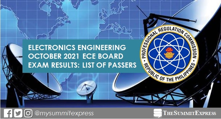 October 2021 Electronics Engineer ECE board exam list of passers