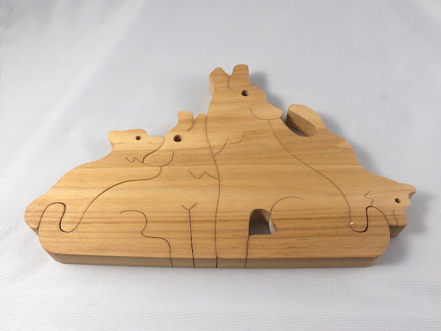Handmade Wood Toy Wolf Family Stacking Puzzle