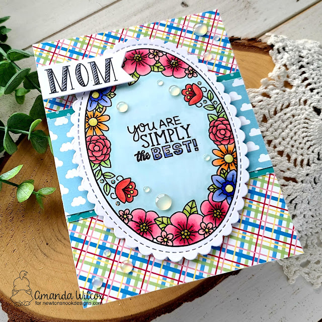 Mother's Day Card by Amanda Wilcox | Best Mom Oval Stamp Set, Oval Frames Die Set and Springtime Paper Pad by Newton's Nook Designs. #newtonsnook