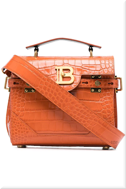 ♦Balmain BBuzz 23 orange croc-effect calf leather tote bag #balmain #bags #orange #brilliantluxury