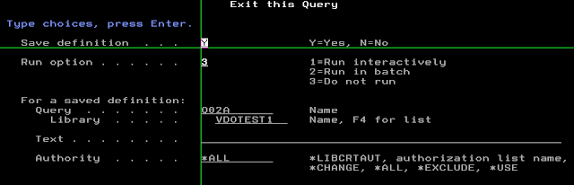 QUERY as400 Exit this Query