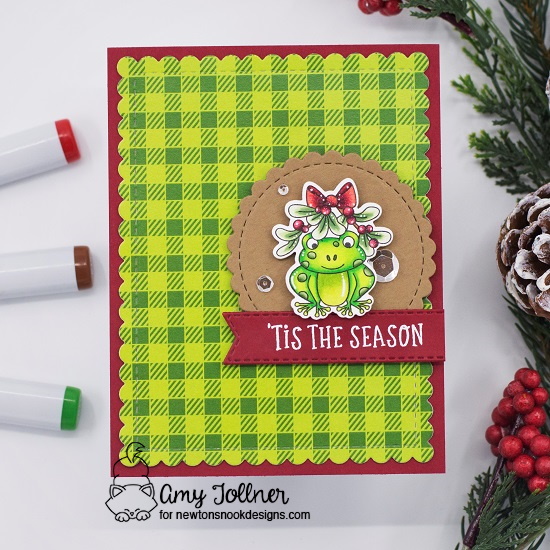 Meowy Christmas Paper Pad, Mistle Toad Stamp and Die Set, Frames and Flags Die Set, Circle Frames Die Set, Heartfelt Holidays Stamp Set, Banner Trio Die Set by Newton's Nook Designs #newtonsnook #handmade