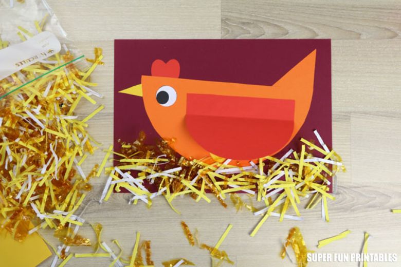 Paper chicken craft for kids