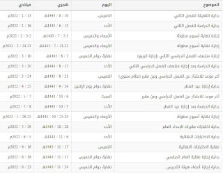 التقويم الدراسي 1443 جامعة الملك سعود