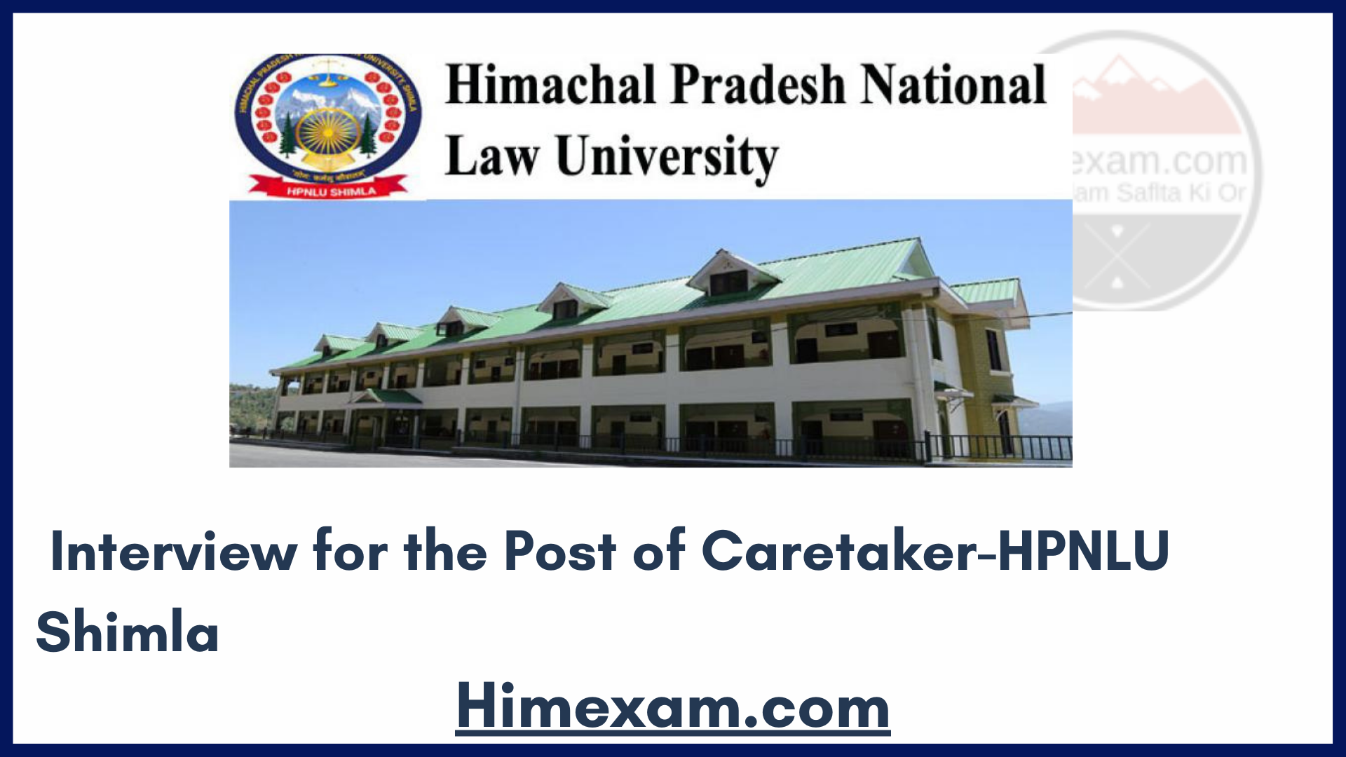 Interview for the Post of Caretaker-HPNLU Shimla