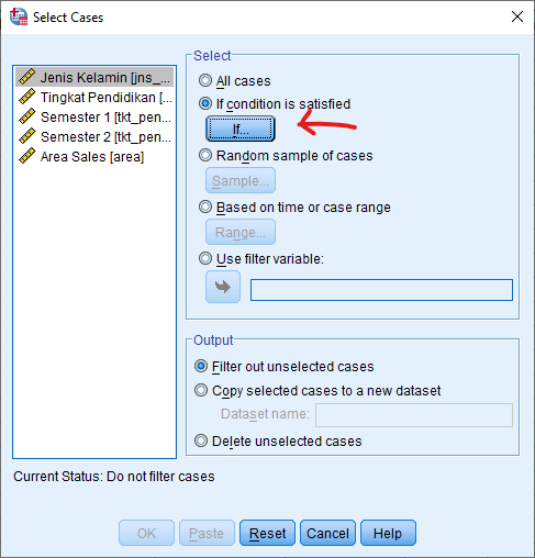 Gambar Kotak dialog Select Cases SPSS