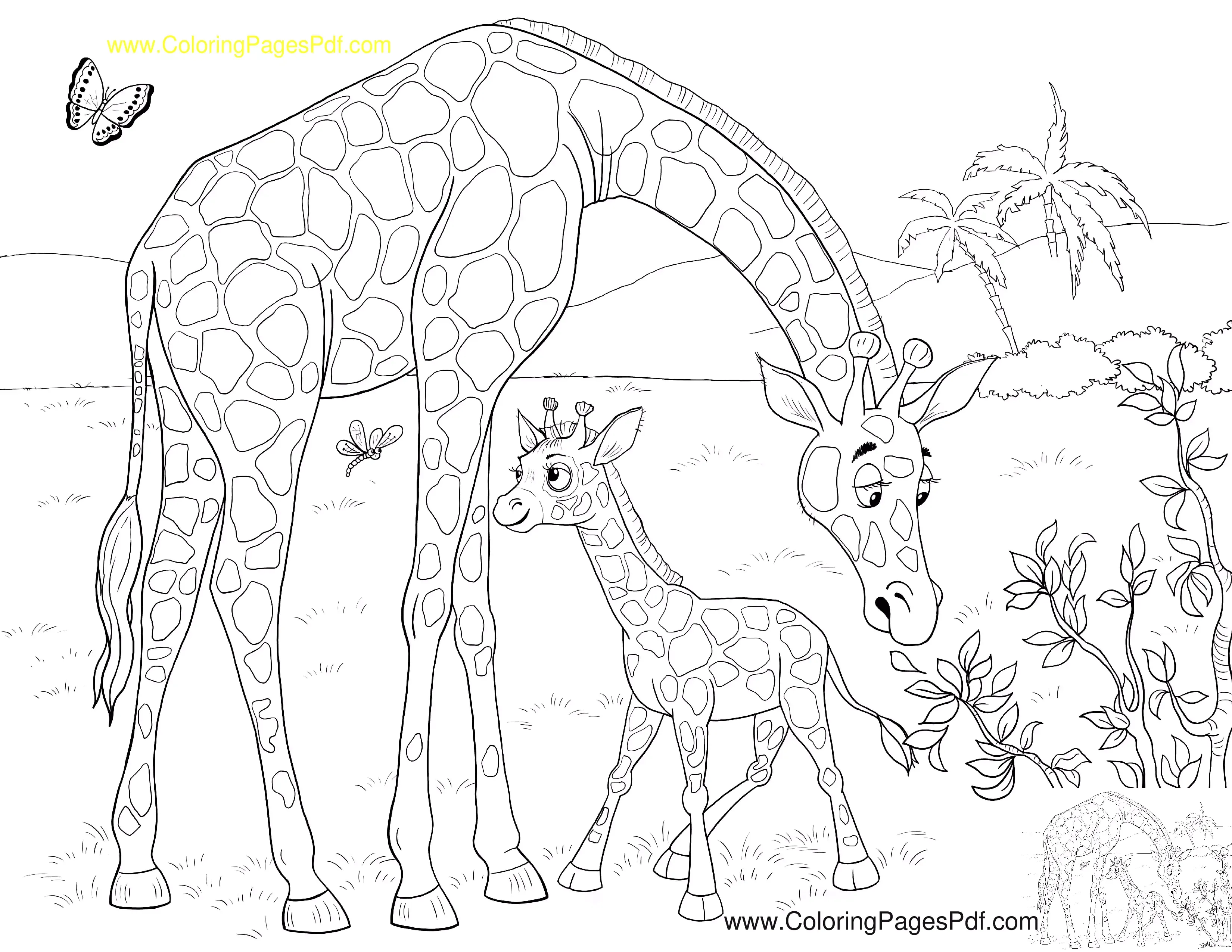 Giraffe coloring pages for adults