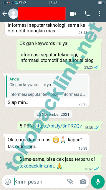 Testimonial Toko Backlink