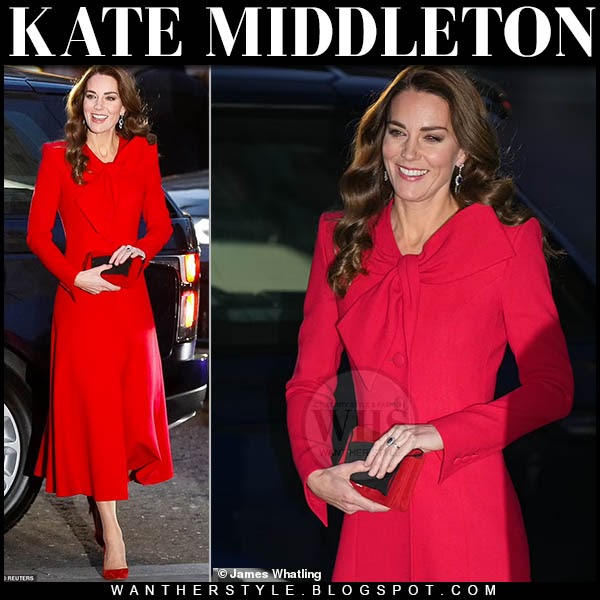 Kate Middleton in red coat dress and red pumps on December 8 ~ I want ...