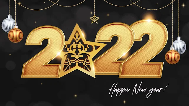 2022 Happy New Year Gold Numbers Wallpaper For Desktop.