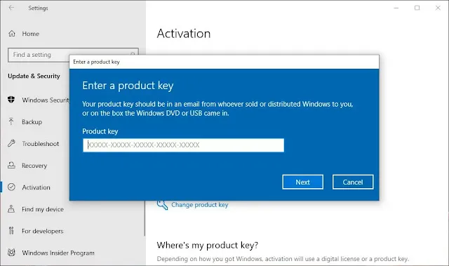 Product Key Windows 10 Pro