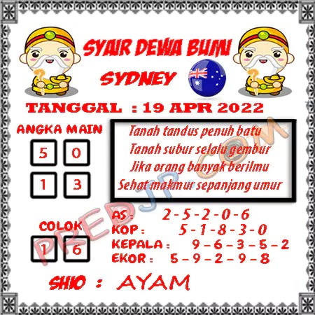 Prediksi Dewa Bumi Sdy Rabu 19-Apr-2023