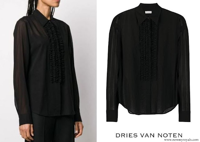 Princess Elisabeth wore Dries Van Noten embellished shirt