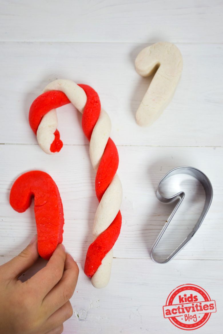 Candy cane play dough - Christmas playdough recipe