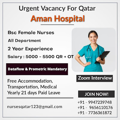 Urgent Staff Nurse Vacancy for Qatar Aman Hospital