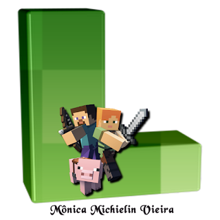 Abecedario Verde con Personajes de Minecraft.