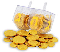 Dreidel Filled with Hanukkah Chocolate Gelt Coins