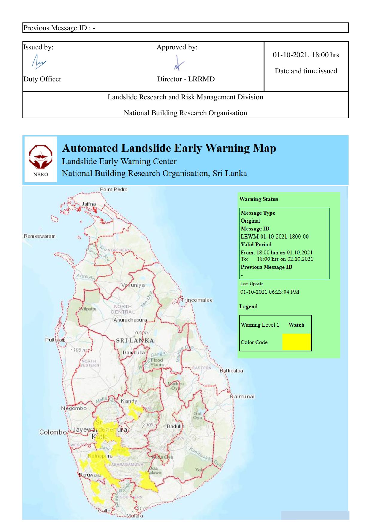 landslides warning