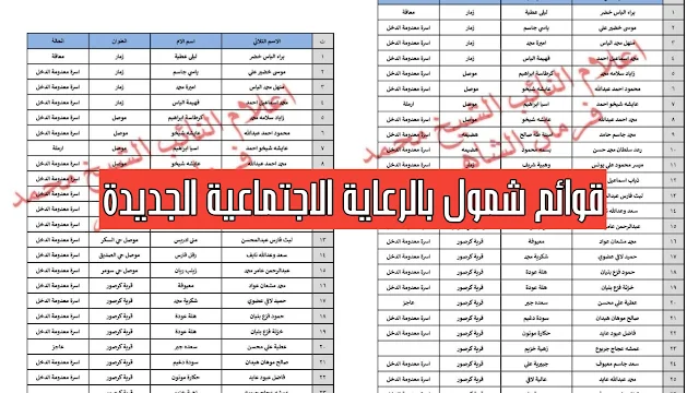 قوائم شمول بالرعاية الاجتماعية الجديدة قائمة رقم 7