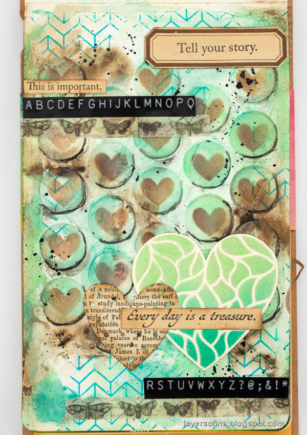 Layers of ink - Hearts Mixed Media Art Journal Page Tutorial by Anna-Karin Evaldsson.