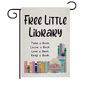 Free Little Library Sign Flag Gift for Reading Lovers and LFL Lovers Vertical Double Sided 12.5×18 I