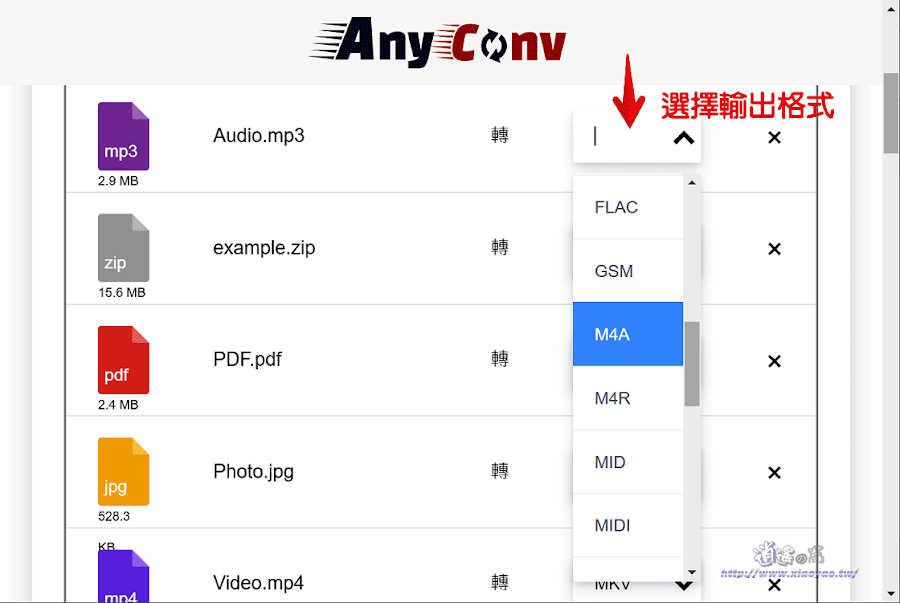 AnyConv 免費線上轉換圖像、文書、影音、電子書的檔案格式