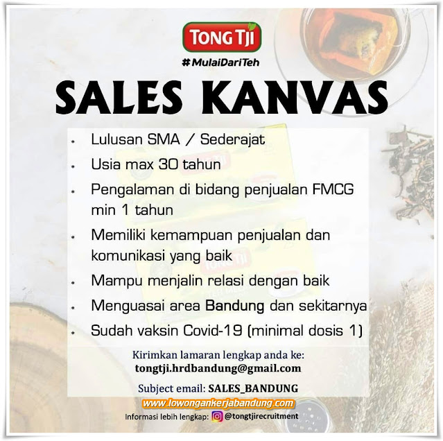 Loker Bandung Sales Kanvas Teh Tong Tji