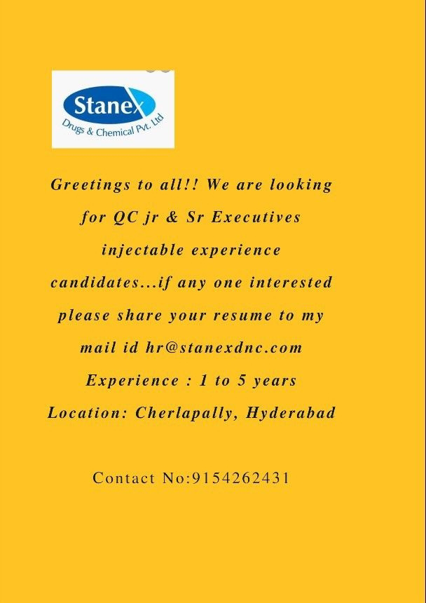 Job Availables,Stanex Drugs & Chemical Pvt Ltd Job Vacancy For QC