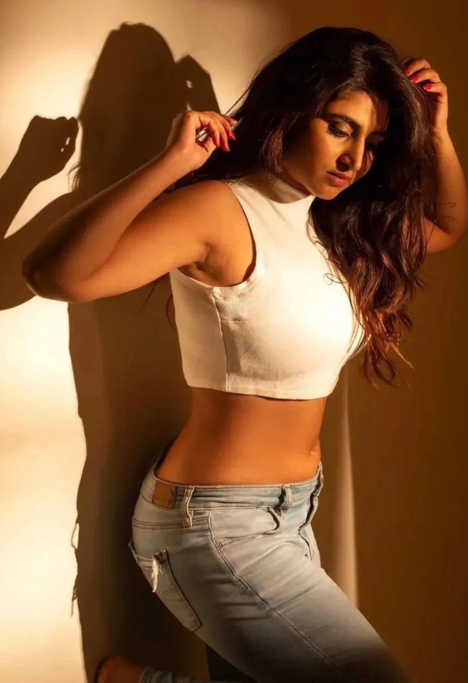 Varshini Sounderajan hot and sexy looks in Top and Tight jeans | Varshini Sounderajan latest hot photoshoot