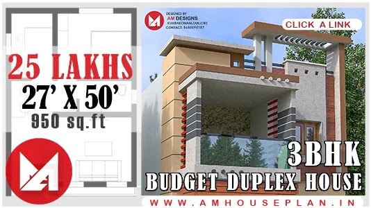 27 x 50 Beautiful house designs and 3bhk for sale