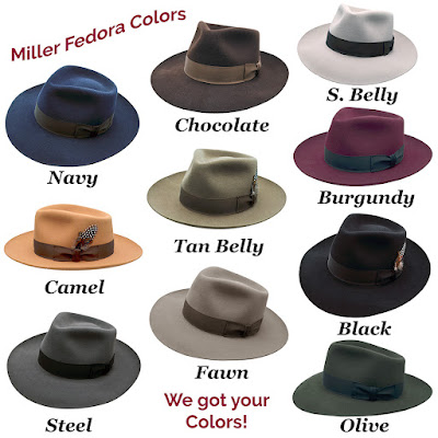 Different colors of Fedora hats