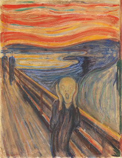 The Scream by Edvard Munch c.1893, an expressionist painting, icon of modern art and popular culture with the Mona Lisa.