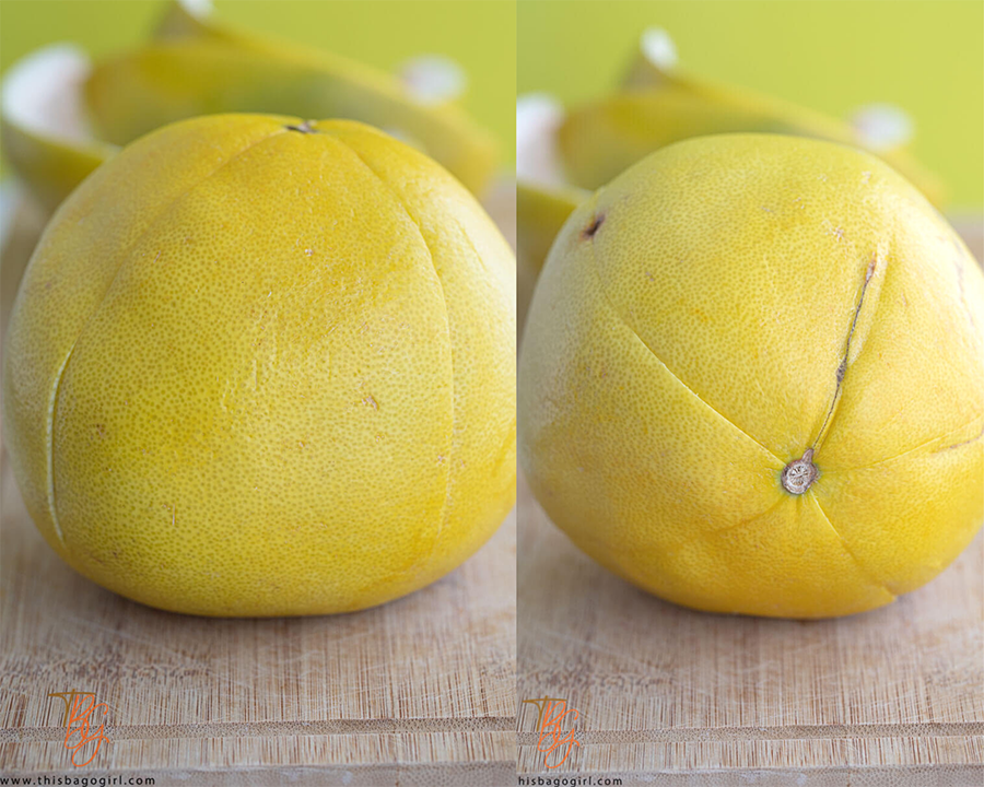 Pictures how to cut a pomelo to peel it